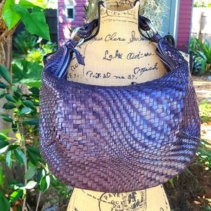 Cole Haan plum Genevieve leather Woven Weave  Handbag shoulder Purse